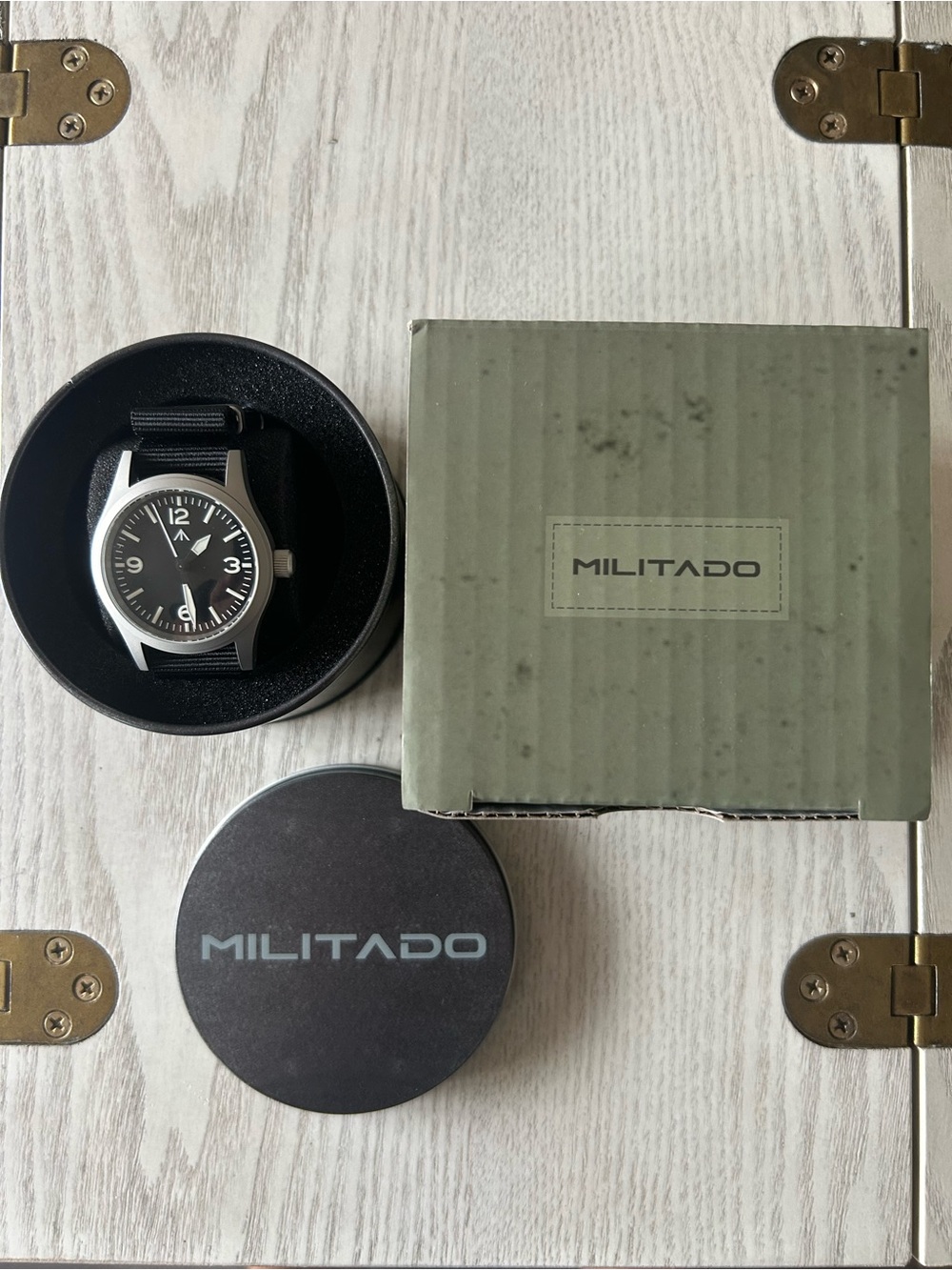 Militado Black Dial Field Watch with Black Strap